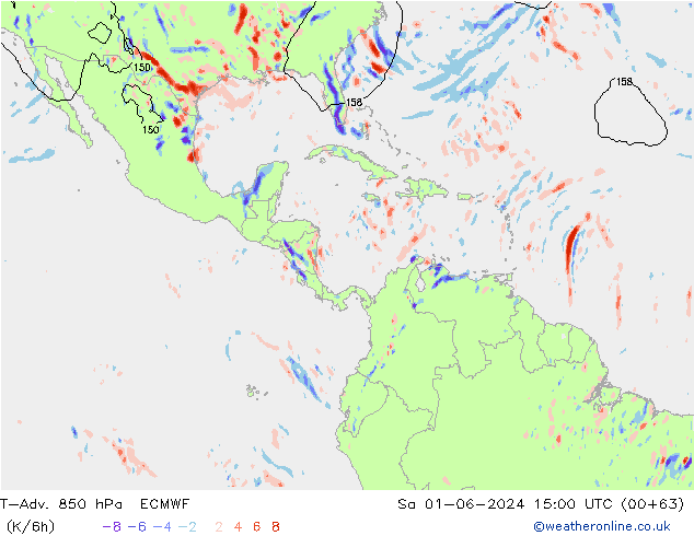 T-Adv. 850 hPa ECMWF za 01.06.2024 15 UTC