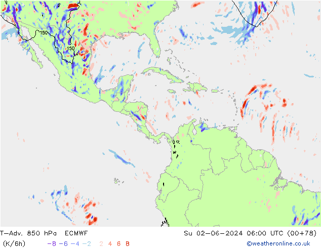 T-Adv. 850 hPa ECMWF Su 02.06.2024 06 UTC