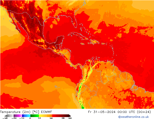 Temperature (2m) ECMWF Fr 31.05.2024 00 UTC