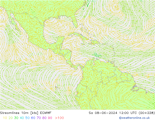 Streamlines 10m ECMWF So 08.06.2024 12 UTC