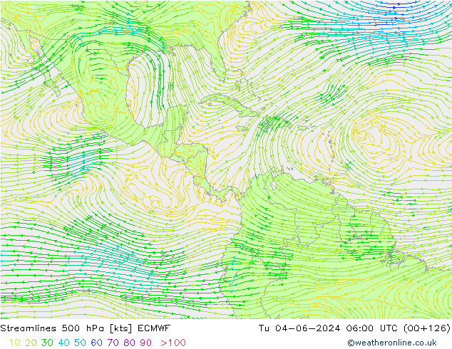 Stroomlijn 500 hPa ECMWF di 04.06.2024 06 UTC