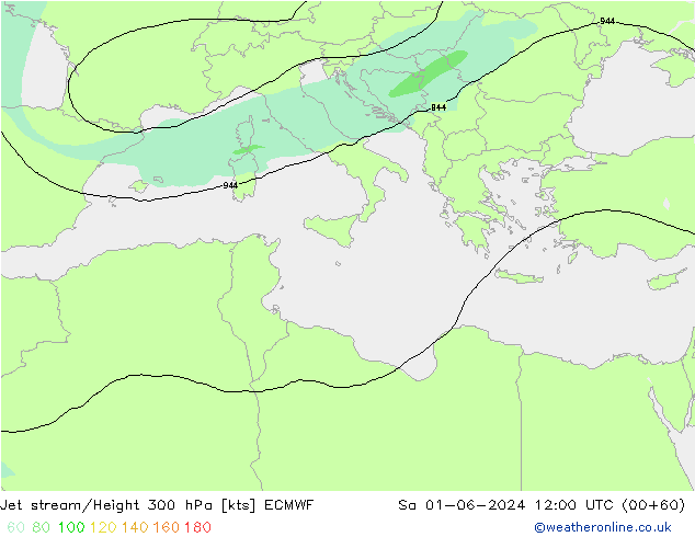 Corriente en chorro ECMWF sáb 01.06.2024 12 UTC