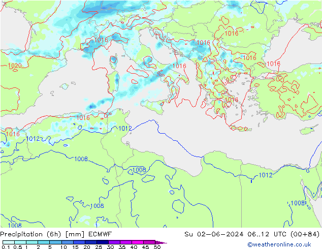 Z500/Regen(+SLP)/Z850 ECMWF zo 02.06.2024 12 UTC