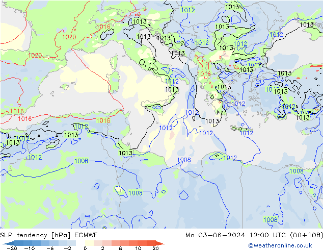 тенденция давления ECMWF пн 03.06.2024 12 UTC