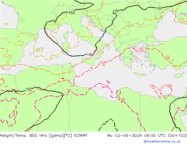 Z500/Rain (+SLP)/Z850 ECMWF пн 03.06.2024 06 UTC