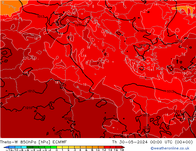 Theta-W 850hPa ECMWF jeu 30.05.2024 00 UTC