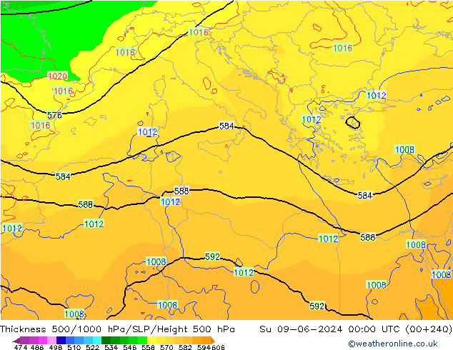 Thck 500-1000hPa ECMWF dim 09.06.2024 00 UTC