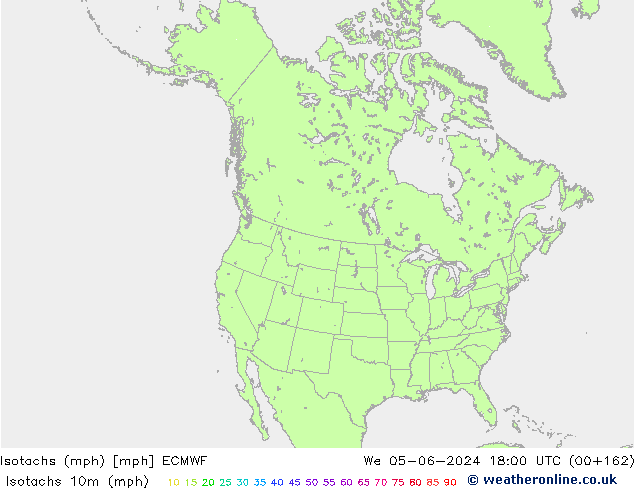 Izotacha (mph) ECMWF śro. 05.06.2024 18 UTC