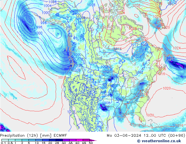 Precipitação (12h) ECMWF Seg 03.06.2024 00 UTC