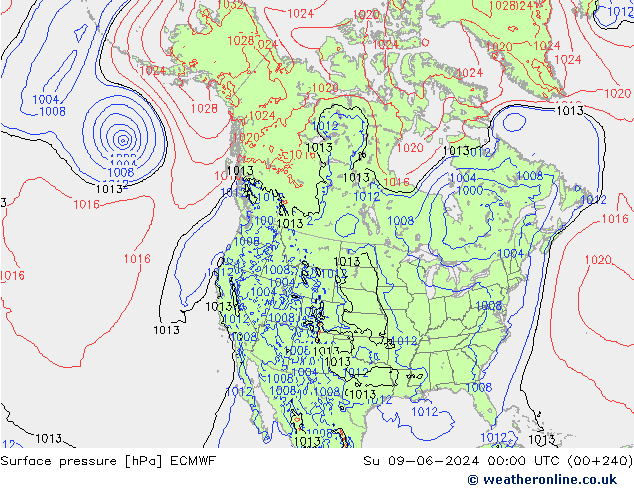 Bodendruck ECMWF So 09.06.2024 00 UTC