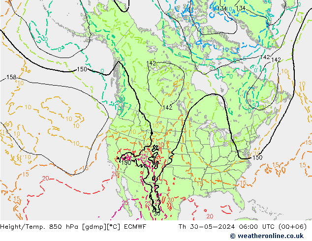Z500/Rain (+SLP)/Z850 ECMWF Do 30.05.2024 06 UTC