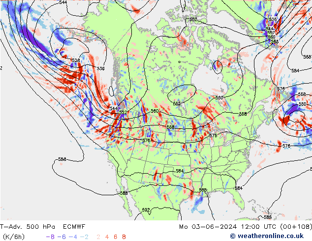 T-Adv. 500 hPa ECMWF Mo 03.06.2024 12 UTC