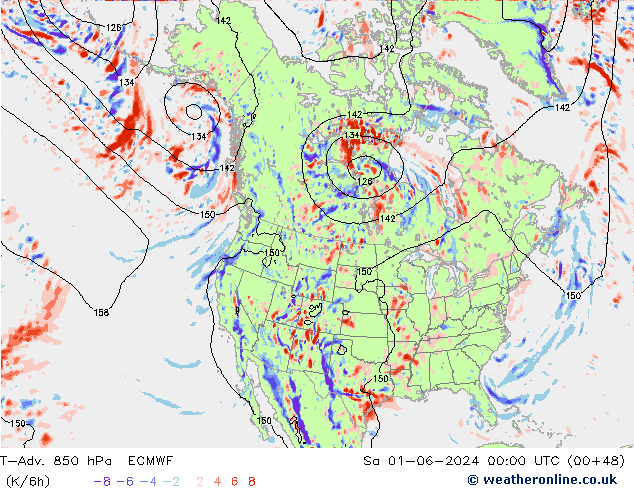 T-Adv. 850 hPa ECMWF Sa 01.06.2024 00 UTC