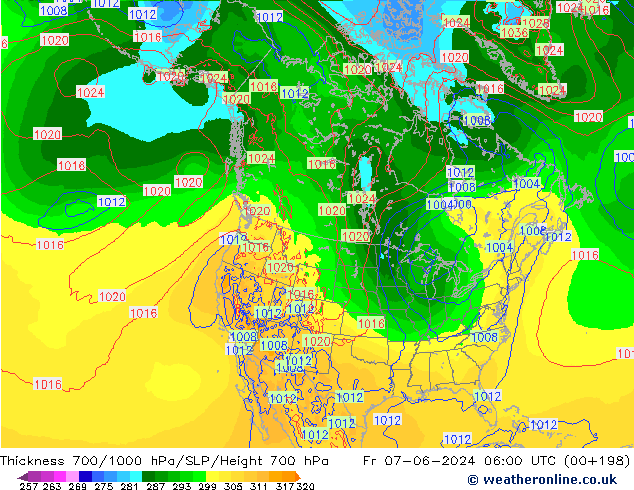 700-1000 hPa Kalınlığı ECMWF Cu 07.06.2024 06 UTC