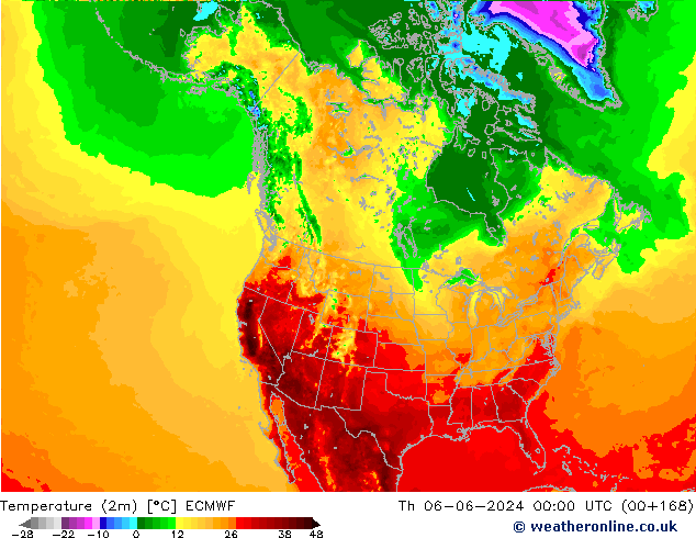 Sıcaklık Haritası (2m) ECMWF Per 06.06.2024 00 UTC