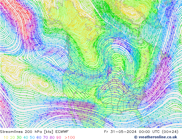 Streamlines 200 hPa ECMWF Fr 31.05.2024 00 UTC