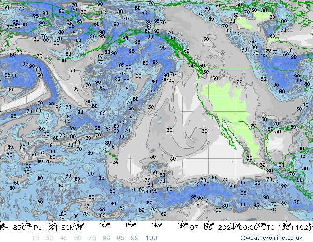 RH 850 hPa ECMWF Fr 07.06.2024 00 UTC