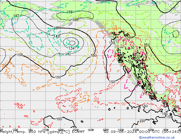 Height/Temp. 850 hPa ECMWF Ne 09.06.2024 00 UTC