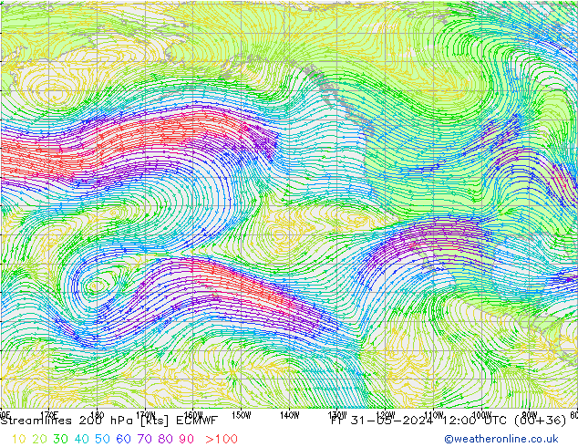 Linha de corrente 200 hPa ECMWF Sex 31.05.2024 12 UTC