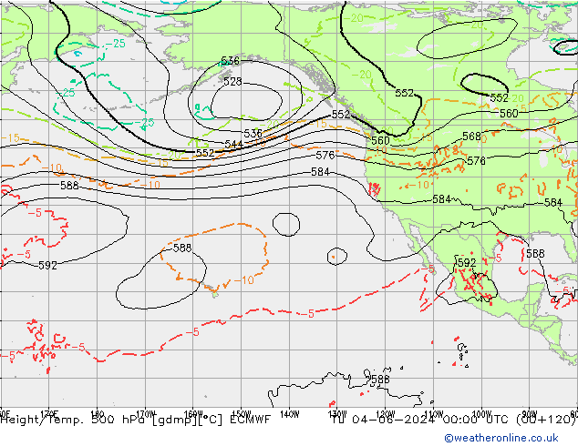 Z500/Rain (+SLP)/Z850 ECMWF вт 04.06.2024 00 UTC