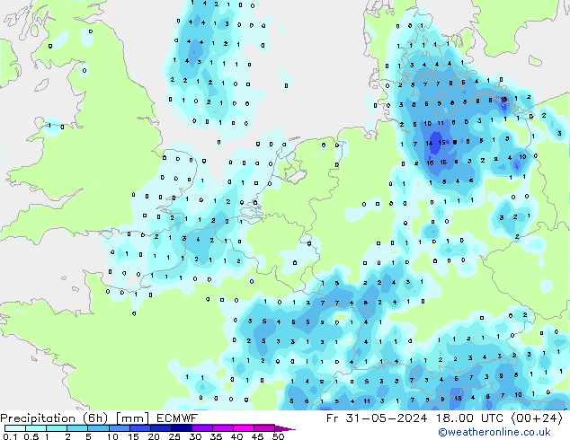 Z500/Rain (+SLP)/Z850 ECMWF Fr 31.05.2024 00 UTC