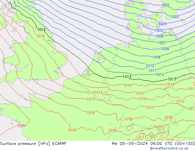 ciśnienie ECMWF śro. 05.06.2024 06 UTC