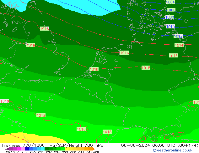 700-1000 hPa Kalınlığı ECMWF Per 06.06.2024 06 UTC