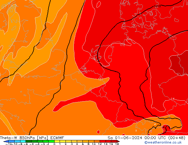 Theta-W 850hPa ECMWF Sáb 01.06.2024 00 UTC