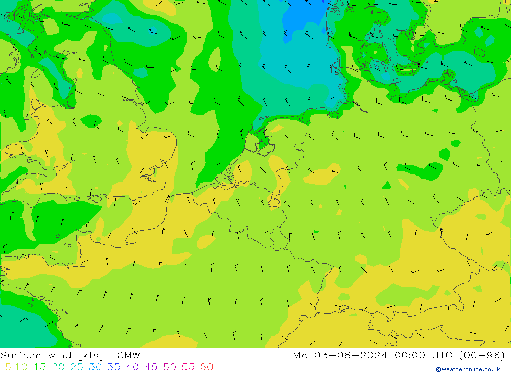 Vento 10 m ECMWF Seg 03.06.2024 00 UTC