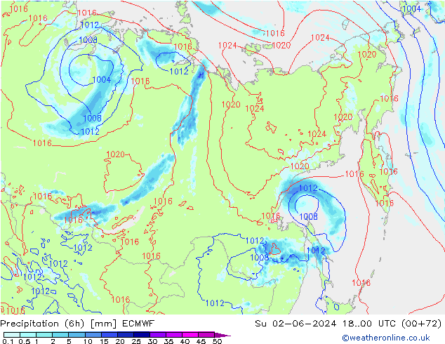 Précipitation (6h) ECMWF dim 02.06.2024 00 UTC