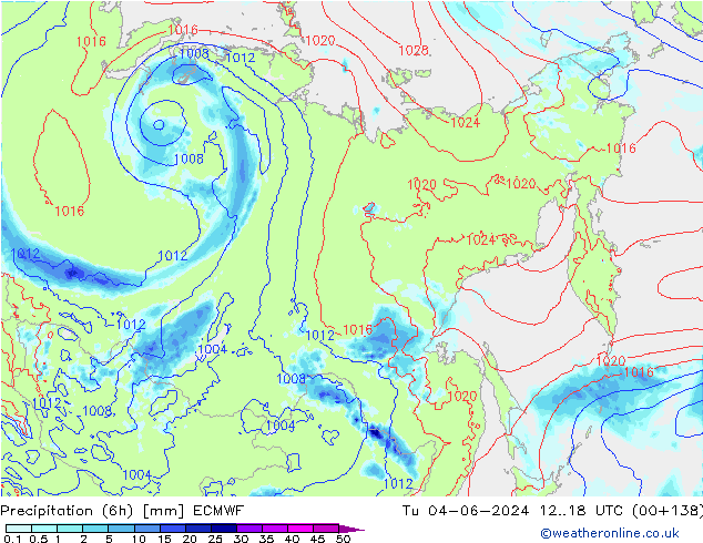 Precipitación (6h) ECMWF mar 04.06.2024 18 UTC