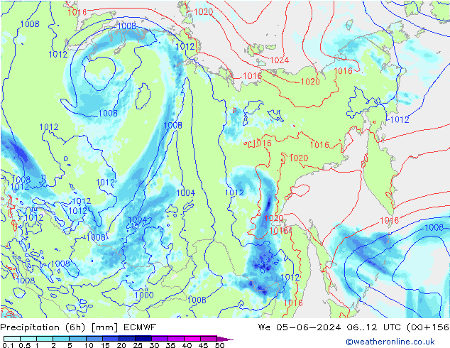 Precipitação (6h) ECMWF Qua 05.06.2024 12 UTC