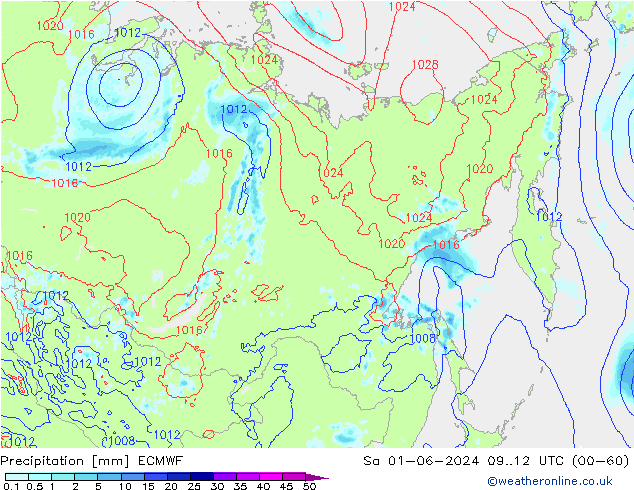 Precipitation ECMWF Sa 01.06.2024 12 UTC