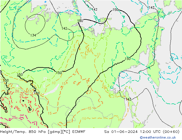 Z500/Yağmur (+YB)/Z850 ECMWF Cts 01.06.2024 12 UTC