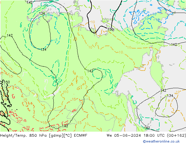 Z500/Rain (+SLP)/Z850 ECMWF We 05.06.2024 18 UTC