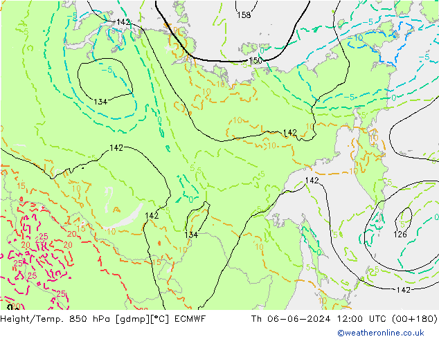 Z500/Rain (+SLP)/Z850 ECMWF Th 06.06.2024 12 UTC