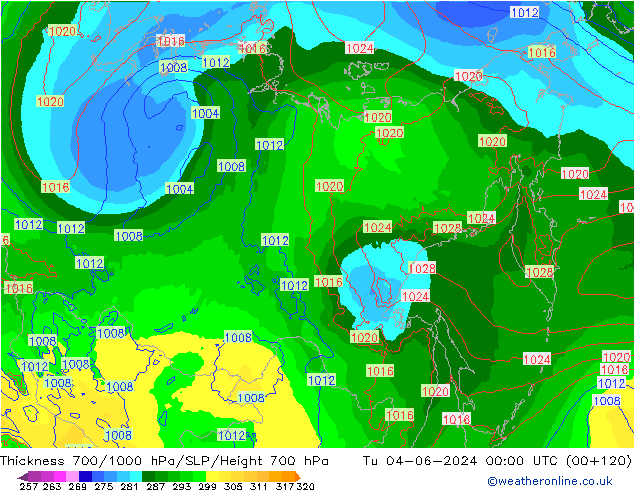 Thck 700-1000 hPa ECMWF Ter 04.06.2024 00 UTC