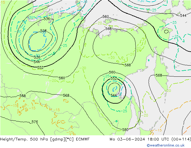 Z500/Rain (+SLP)/Z850 ECMWF Seg 03.06.2024 18 UTC