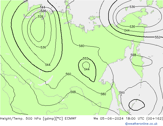 Z500/Rain (+SLP)/Z850 ECMWF We 05.06.2024 18 UTC