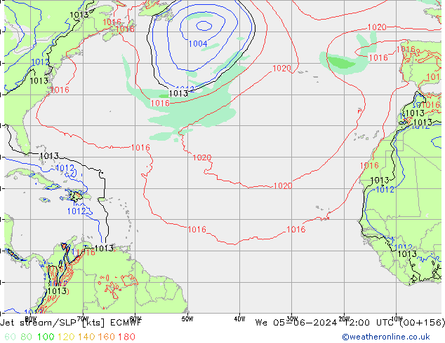 Straalstroom/SLP ECMWF wo 05.06.2024 12 UTC