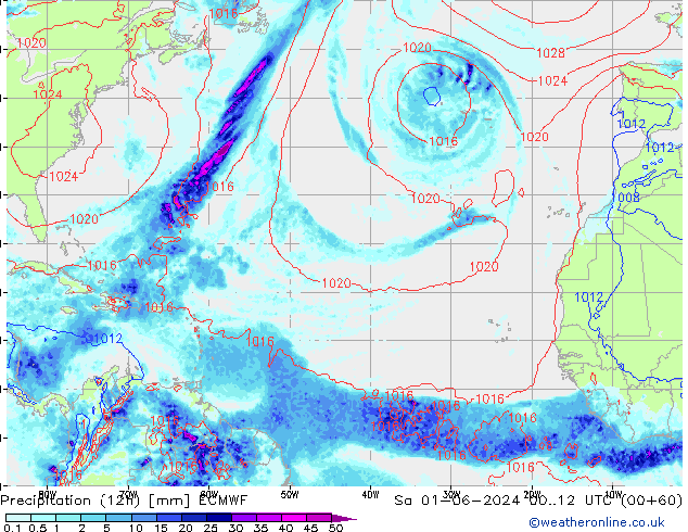 Precipitación (12h) ECMWF sáb 01.06.2024 12 UTC