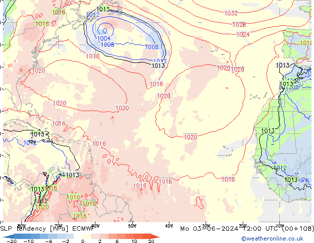 Tendenza di Pressione ECMWF lun 03.06.2024 12 UTC