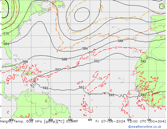 Z500/Rain (+SLP)/Z850 ECMWF Pá 07.06.2024 12 UTC