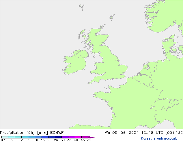 Yağış 6sa/Rüz. 10m/950 ECMWF Çar 05.06.2024 18 UTC