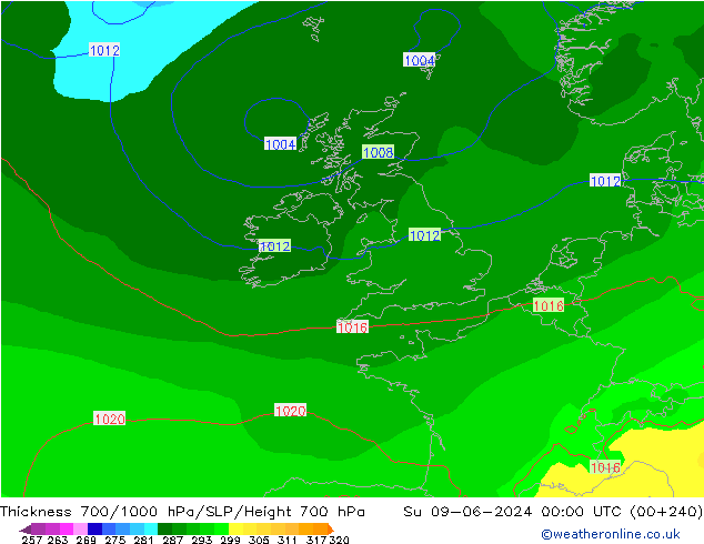 Thck 700-1000 hPa ECMWF Ne 09.06.2024 00 UTC