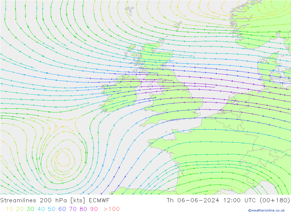 Streamlines 200 hPa ECMWF Th 06.06.2024 12 UTC