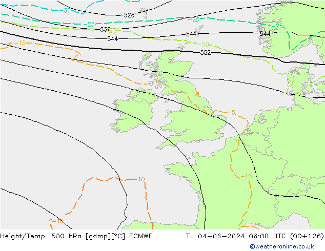 Z500/Rain (+SLP)/Z850 ECMWF Tu 04.06.2024 06 UTC