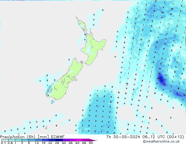 Z500/Rain (+SLP)/Z850 ECMWF Qui 30.05.2024 12 UTC