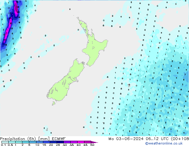 Z500/Rain (+SLP)/Z850 ECMWF Po 03.06.2024 12 UTC