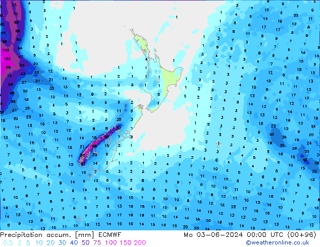 Toplam Yağış ECMWF Pzt 03.06.2024 00 UTC